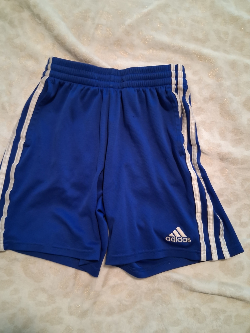 adidas Royal Blue Kids Athletic Shorts with White Stripes